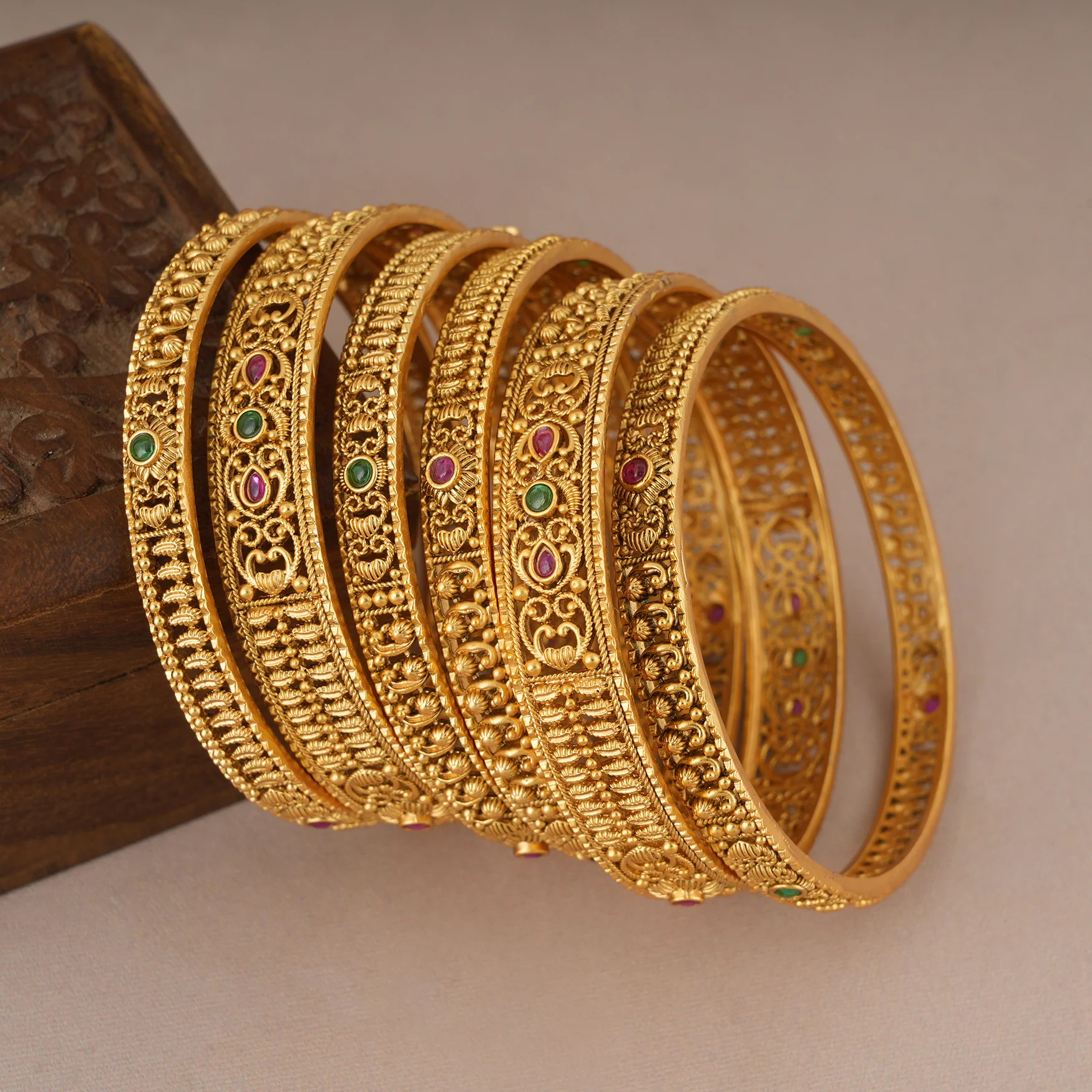 Gold Kada Bangle Set